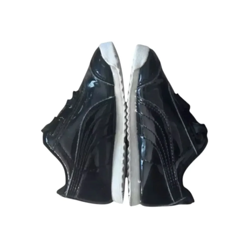 Puma Roma Toddler Shoes Size 8C Black Patent Leather Low Top Ribbon Girls